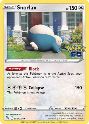 Snorlax 055/078 - Pokemon GO Holofoil