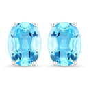 4.00 Carat Genuine Swiss Blue Topaz .925 Sterling Silver Earrings