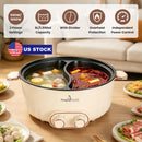 Electric Hot Pot with Divider 6L Dual Control Stainless Steel