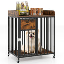 27.5 Inch Dog Crate Furniture with Wheels for Small Dogs and Puppies-Rustic Brown