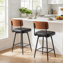 27 Inch Padded Counter Barstools Set of 2 with Metal Legs