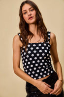 SO ME Polka Dot Knit Crop Seamless Casual Tank