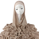 New Womens Solid-color Pleated Faux Hijab