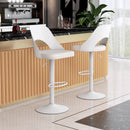 Bar Stools Set of 2 with Enlarged PU Leather Seat and Footrest