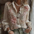 Womens Plus-Size Casual Floral Shirt