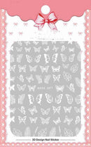 Black Butterfly Nails Stickers White Flower Adhesive