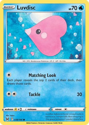 Luvdisc 038/196 - SWSH11 Lost Origin Reverse Holofoil