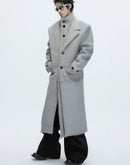 Short-pile Faux Two-piece Wool Coat Long Alpaca-blend Trench Coat