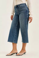 Judy Blue High Waist "Dottie" Wide Crop Md Quarry Fade Jeans