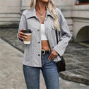 Women's Fall  Winter Casual Fashion Solid Color Button Pocket Jacket