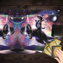 Galaxy Cat On Dinosaur Unicorn in Space Playmat