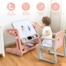 2 in 1 Kids Easel Table and Chair Set with Adjustable Art Painting Board