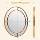 28 Inch Gold Round Wall Mirror with Beaded Frame for Living Room Entryway-Golden