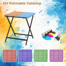 28 Inch Patio Folding Square Table with Slatted Tabletop for Backyard Porch
