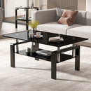 Tempered Glass Coffee Table with 2-Layer Design