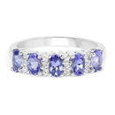 1.51 Carat Genuine Tanzanite and White Topaz .925 Sterling Silver Ring
