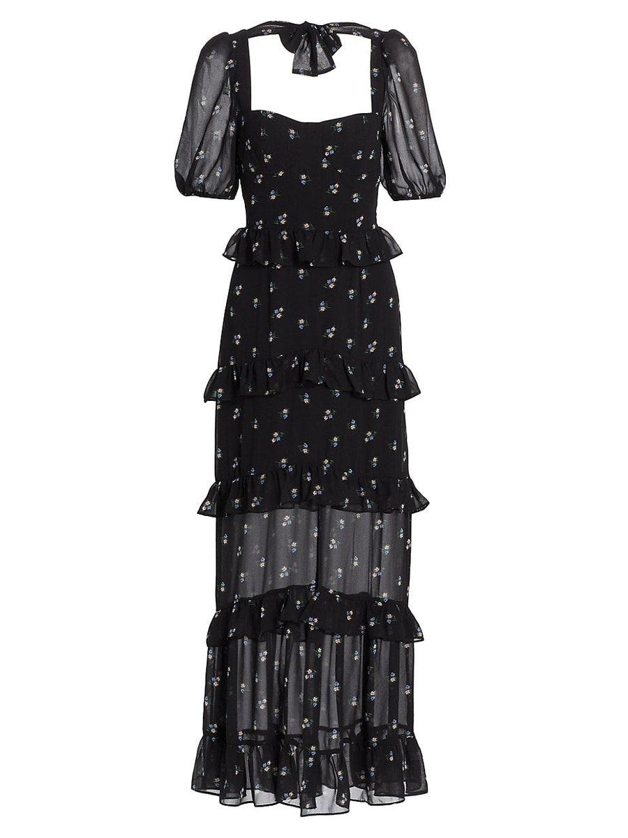 Wayf Bustier Tiered Maxi Dress, Size Small