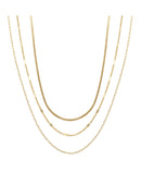 Unwritten 14K Gold Flash Plated 3-Pieces Layered Chain Necklace Set