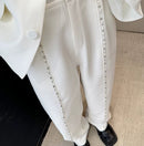 Pearl Rhinestone Shoulder Pad White Suit For Men With A Relaxed Feeling