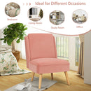 Velvet Accent Armless Side Chair with Rubber Wood Legs for Bedroom