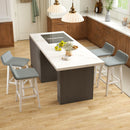 29 Inch Low-Back High-Top Chairs with Padded Seat and Rubber Wood Legs