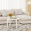 29.5 Inch Round Coffee Table with Storage Shelves for Small Space