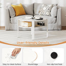 29.5 Inch Round Coffee Table with Storage Shelves for Small Space