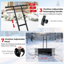 29 Inch Snow Pusher Heavy Duty Metal Shovel with Wheels and Adjustable Handle-Black