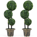 29 Inches Artificial Boxwood Topiary Tree Triple Ball Shrubs Set of 2