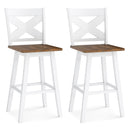 29" Rubberwood Swivel Barstools Set of 2 with Backrest and Large Seat