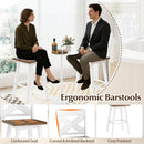 29" Rubberwood Swivel Barstools Set of 2 with Backrest and Large Seat