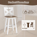 29" Rubberwood Swivel Barstools Set of 2 with Backrest and Large Seat