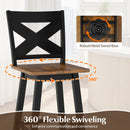 29" Rubberwood Swivel Barstools Set of 2 with Backrest and Large Seat