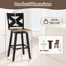29" Rubberwood Swivel Barstools Set of 2 with Backrest and Large Seat