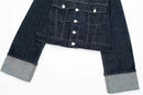 New Women's Hemming Sleeve Denim Jacket Coat Trousers