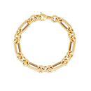 14k Yellow Gold Italian Alternating Paperclip Round Links Bracelet (8.00 mm)