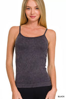 Zenana Stone Washed Ribbed Seamless Tank Top