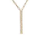 14K Yellow Gold 3/8 Cttw Two-Strand Marquise and Bar Charm Paper Clip Link Pendant Necklace  (I-J Color, I1-I2 Clarity) -18" and 20" Inch Lengths