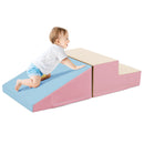 2-Piece Step and Slide Climber for Infants and Toddlers Baby Soft Play Set Foam Blocks-Pink & Blue