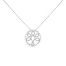 .925 Sterling Silver 1/10 Cttw Diamond Tree of Life Pendant Necklace (I-J Color, I3 Clarity)