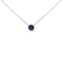 .925 Sterling Silver 7MM Bezel Set Created Purple Amethyst Pendant Necklace - 18" Inches