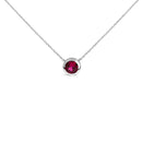 .925 Sterling Silver 7MM Bezel Set Created Purple Amethyst Pendant Necklace - 18" Inches