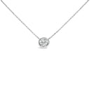 .925 Sterling Silver 7MM Bezel Set Created Purple Amethyst Pendant Necklace - 18" Inches