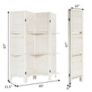 4 Panel Folding Room Divider Screen with 3 Display Shelves