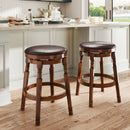 Set of 2 29-Inch Swivel Leather Padded Dining Bar Stools
