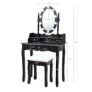 Oval Mirror Vanity Set with 10 LED Dimmable Bulbs and 3 Drawers