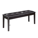 Upholstered Dining Room PU Bench Solid Wood Button Tufted