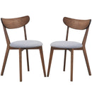 Set of 2 Dining Chairs Upholstered Curved Back Side