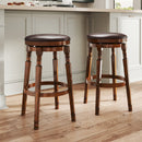 Set of 2 29-Inch Swivel Leather Padded Dining Bar Stools