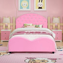 Twin Size Upholstered Platform Toddler Bed with Wood Slat Support
